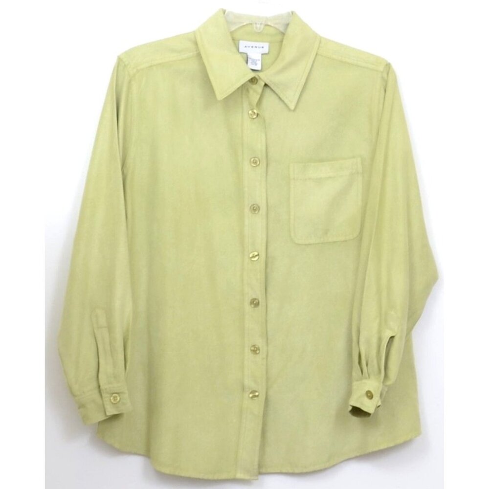 Avenue Plus 14/16 Sage Green Button Down Shirt Long Sleeve Spring Utility